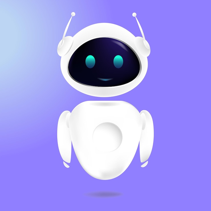 Wektor 3d chat bot sztuczna inteligencja z neonowymi oczami ai koncepcja technologii vector