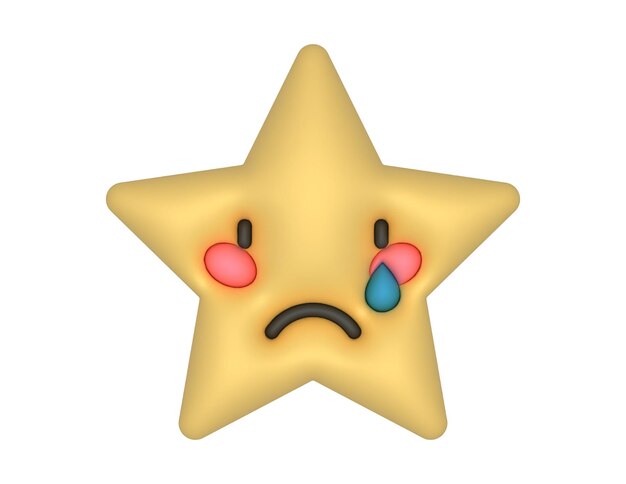 Plik wektorowy 3d crying sad cartoon star emoji