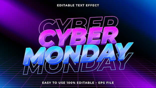 3d Cyber Monday gradient glitch tekst styl efekt szablon edytowalny efekt tekstowy
