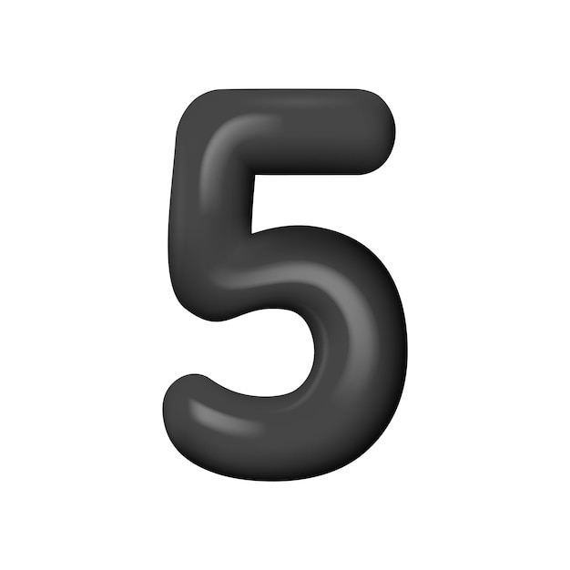 3d Czarny Numer 5 Czarny Realistyczny Plastikowy Numer Z Pasemkami Ilustracja Wektora