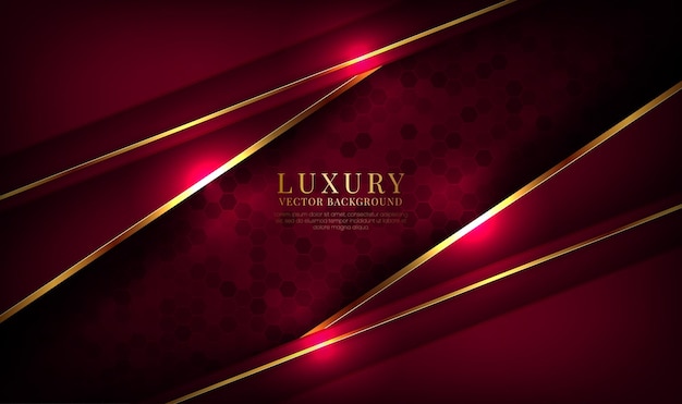 3d Czerwone Luksusowe Abstrakcyjne Tło Nakładające Się Na Siebie Z Dekoracją Ze Złotymi Liniami
