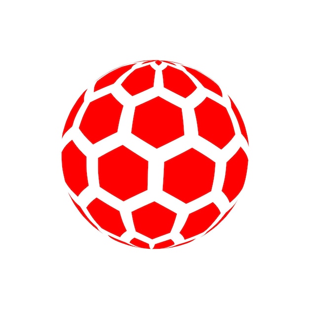 3D czerwony sześciokątny glob technologia logo ikona wektor sztuka