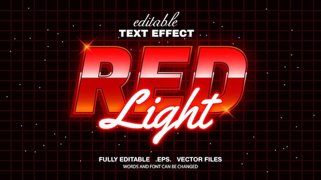 3d Edytowalny Efekt Tekstowy Z Motywem Czerwonego światła Wektor Premium