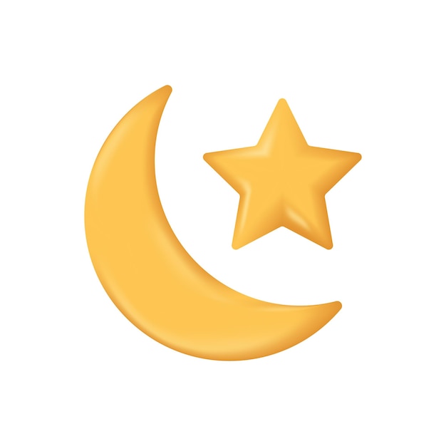 3D element ikony gwiazdy księżyca wektor islamski