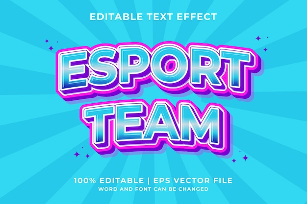 3d Esport Team Cartoon Edytowalny Efekt Tekstowy Premium Wektor