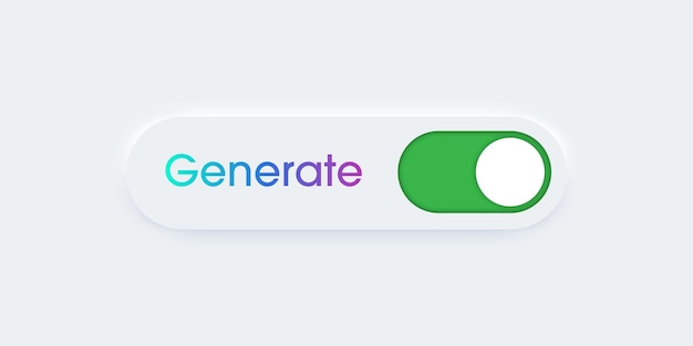 3D generative AI button AI generates toggle switch legant neumorphic buttons Element for website mobile app and navigation Neumorphism design style Vector illustration