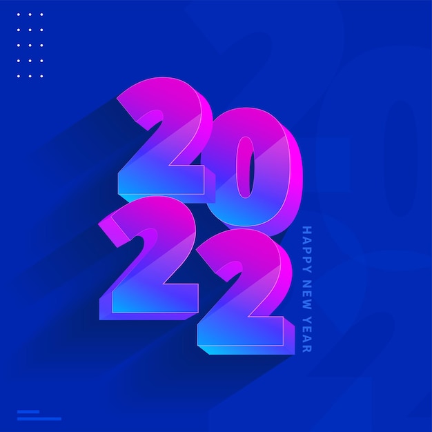 3d Gradient 2022 Numer Na Niebieskim Tle Koncepcji Szczęśliwego Nowego Roku.