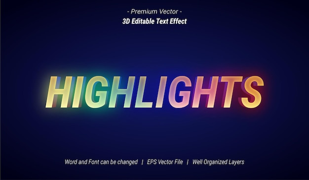 3d Highlights Edytowalny Efekt Tekstowy