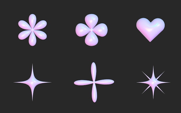 3d holograficzne elementy y2k w nowoczesnym stylu Element geometryczny