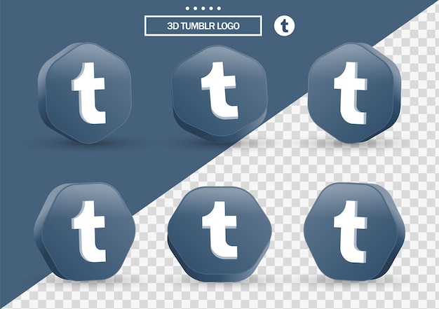 3d ikona tumblr w nowoczesnym stylu ramki i wielokąta dla logo ikon mediów społecznościowych