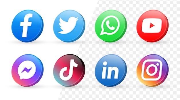 3d Ikony Mediów Społecznościowych Logo W Nowoczesnej Ramce Koła Meta Facebook Instagram Ikona Sieci Youtube