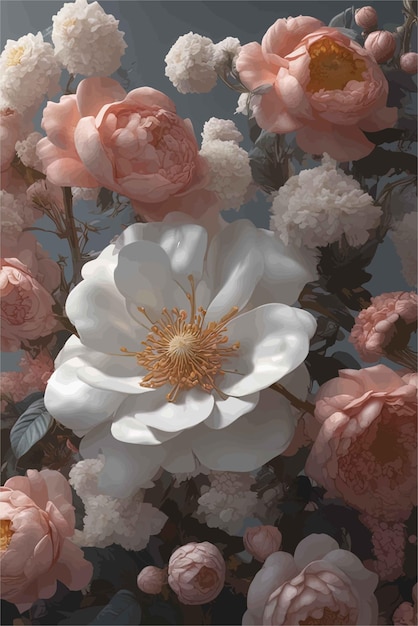 Plik wektorowy 3d ilustracja piękny kwiat3d ilustracja piękny kwiatpiękne ujęcie botaniczne