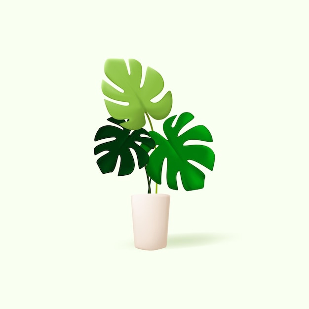 Plik wektorowy 3d ilustracja roślin monstera