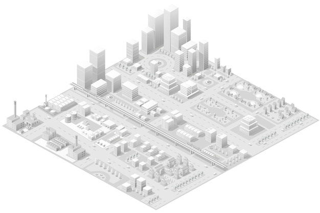 3d Ilustracyjna Mapa Białego Miasta Na Białej Ulicy Projektowej