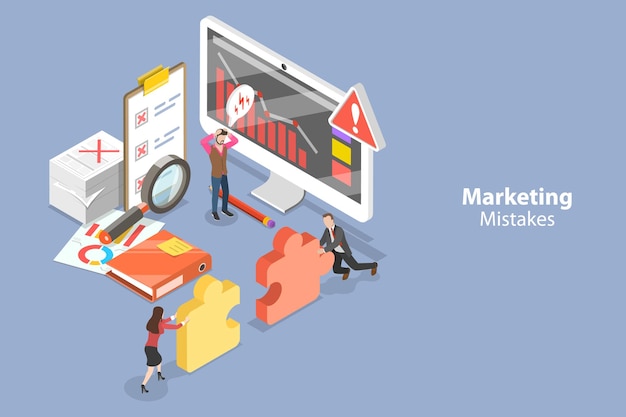 3D Isometric Flat Vector Ilustracja koncepcyjna błędu marketingowego