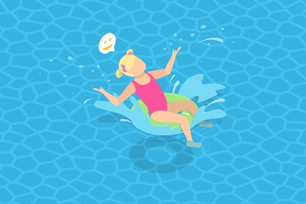 3D izometryczna ilustracja płaskiego wektora szczęśliwego dzieciństwa