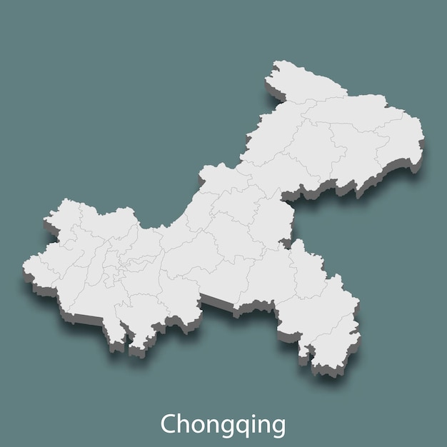 3d izometryczna mapa Chongqing to miasto w Chinach