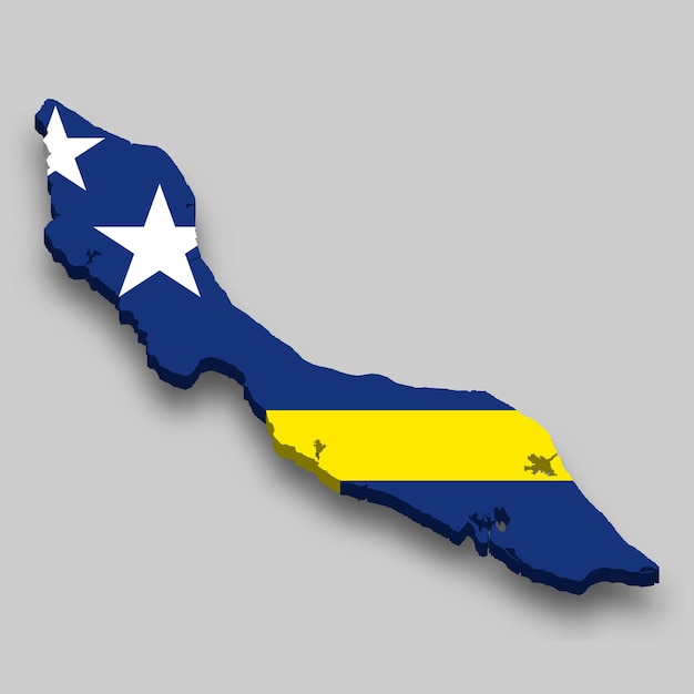 3d izometryczna mapa Curacao to region Holandii