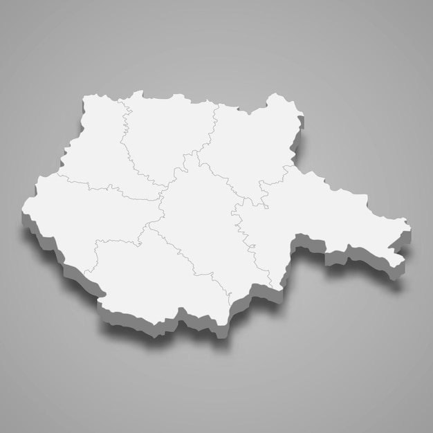 3d izometryczna mapa Czech Południowych to region Czech