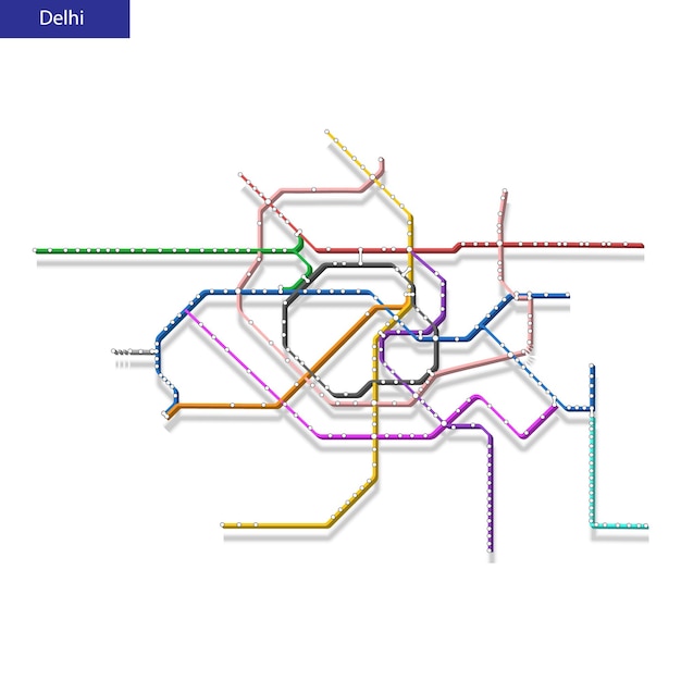 Plik wektorowy 3d izometryczna mapa metra w delhi