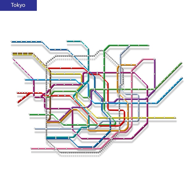 3D izometryczna mapa metra w Tokio