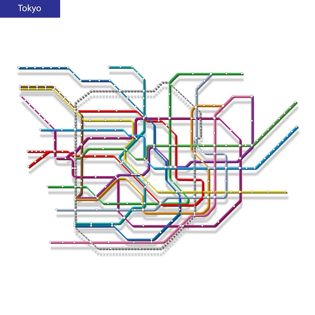 Plik wektorowy 3d izometryczna mapa metra w tokio