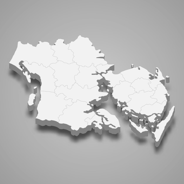 3d Izometryczna Mapa Syddanmark To Region Danii Wektor Il