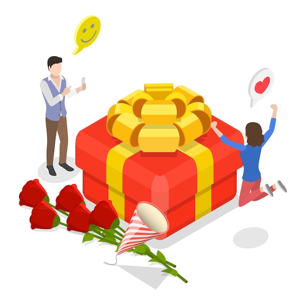 3D izometryczna płaska ilustracja celebrowania zestawu 3