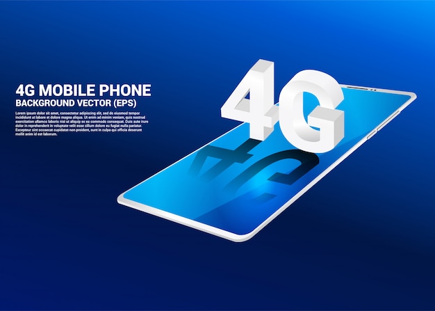 3d Izometryczny 4g Na Telefon Komórkowy. Koncepcja Technologii Telekomunikacyjnej I Sieci.