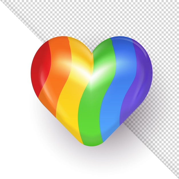3d jasna tęcza serce izolowane na przezroczystym tle Symbol społeczności LGBTIQ miesiąc dumy