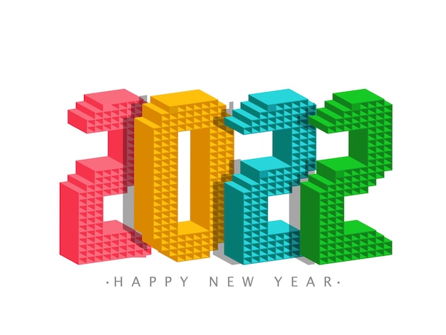 Plik wektorowy 3d kolorowe 2022 cyfry na białym tle koncepcji szczęśliwego nowego roku.