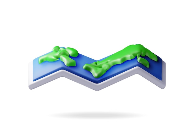 3d Kreskówka Złożona Mapa świata Izolowana Na Białym