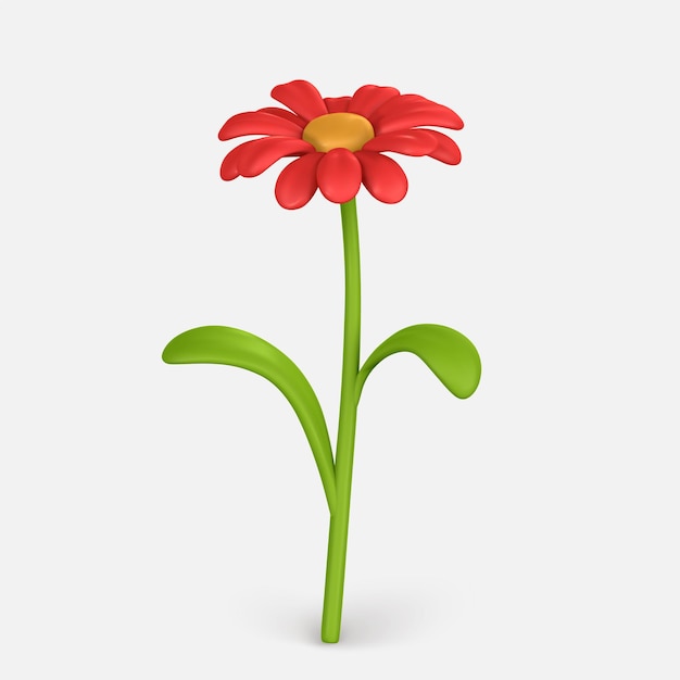 3d ładny Kwiat Rumianku Dahlia W Stylu Kreskówki Ilustracji Wektorowych