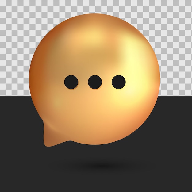 3d ładny zestaw kolekcji czatów ze złotymi bąbelkami na białym tle z przezroczystym tłem