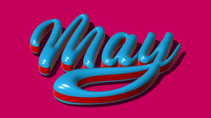 Wektor 3d lettering typography month may