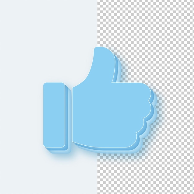 3D Light Blue Ice Tone Kciuk w górę ikona z edytowalnym tłem