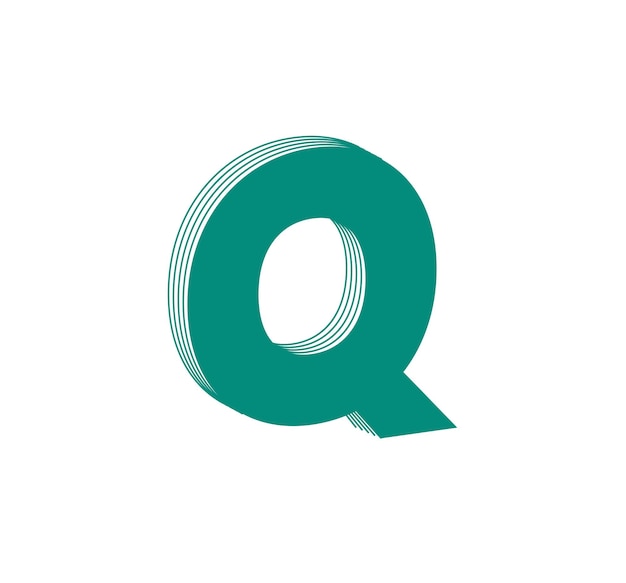 3D liniowe nowoczesne logo litery Q. Numer w postaci paska linii. Liniowy abstrakcyjny projekt