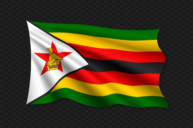 Plik wektorowy 3d macha flagą zimbabwe ilustracja wektorowa