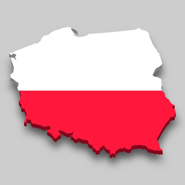 Plik wektorowy 3d mapa polski z flagą narodową.