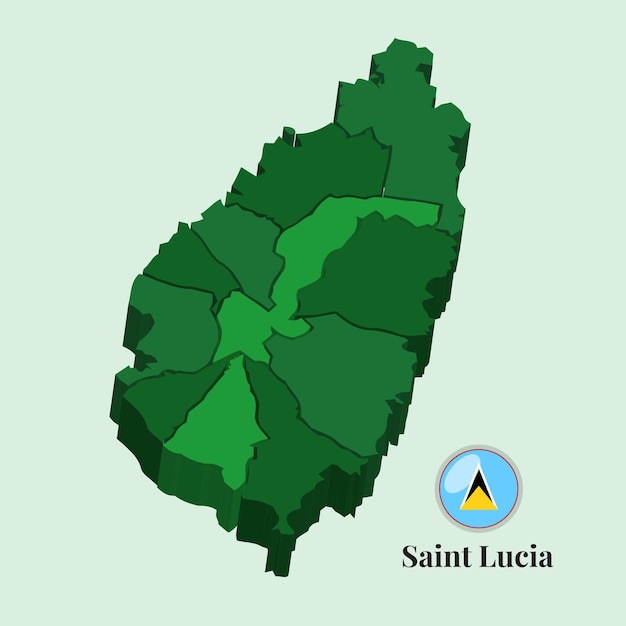 3d Mapa Saint Lucia Wektor Zdjęcia Stock Designs