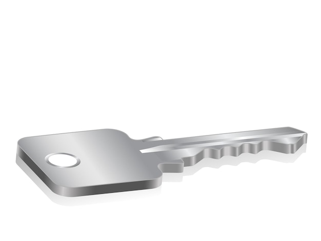 3D metalowy srebrny klucz ilustracji wektorowych