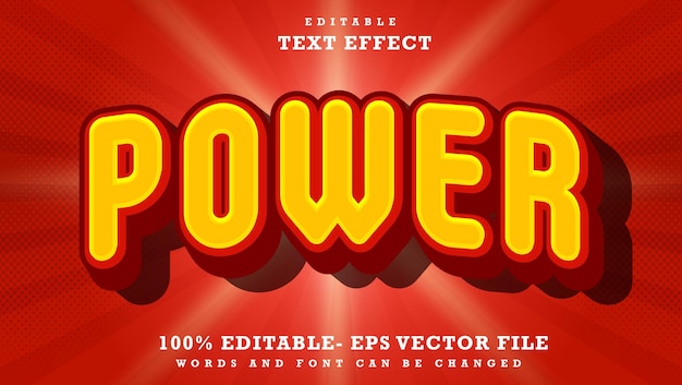 3d Minimal Word Power Editable Text Effect Design Efekt szablonu zapisany w stylu graficznym