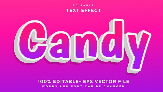 3D Minimalny Gradient Word Candy Edytowalny efekt tekstowy Efekt szablonu projektu Zapisany w stylu graficznym