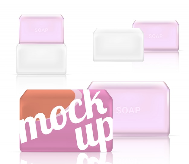 3d Mock Up Realistic Soap Bar Cosmetic Packaging