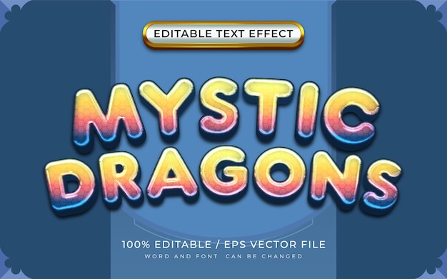 Plik wektorowy 3d mystic dragons edytowalny efekt tekstowy