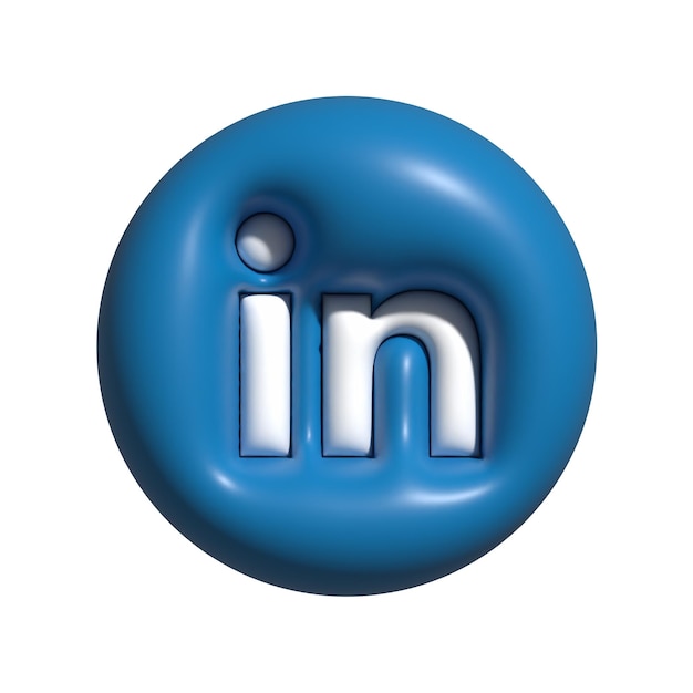 3D napompowane Linkedin ikona Logo na białym tle