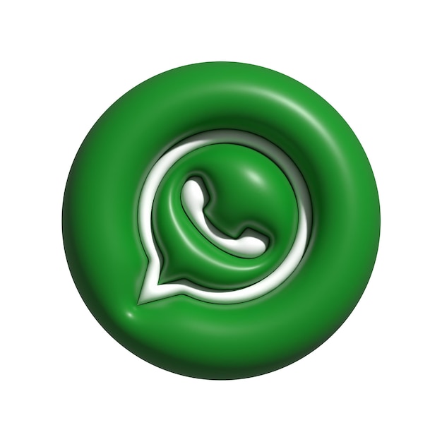 3D napompowane Whatsapp ikona Logo na białym tle