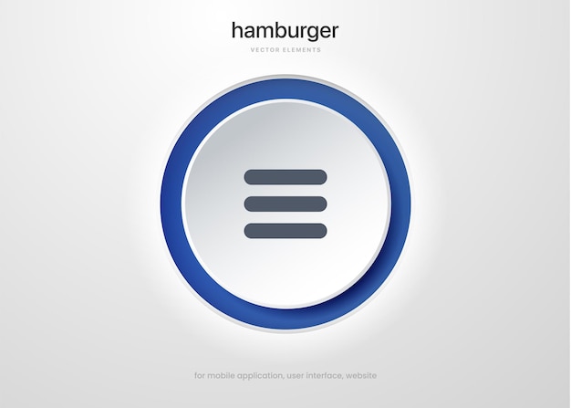 3d Nawigacja Strony Internetowej Hamburger Menu Ikona Przycisku. Symbol Menu Strony Internetowej I Aplikacji Mobilnej Dla Ui Ux