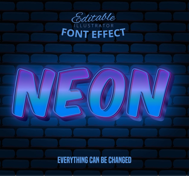 3D niebieski styl tekstu efekt neon