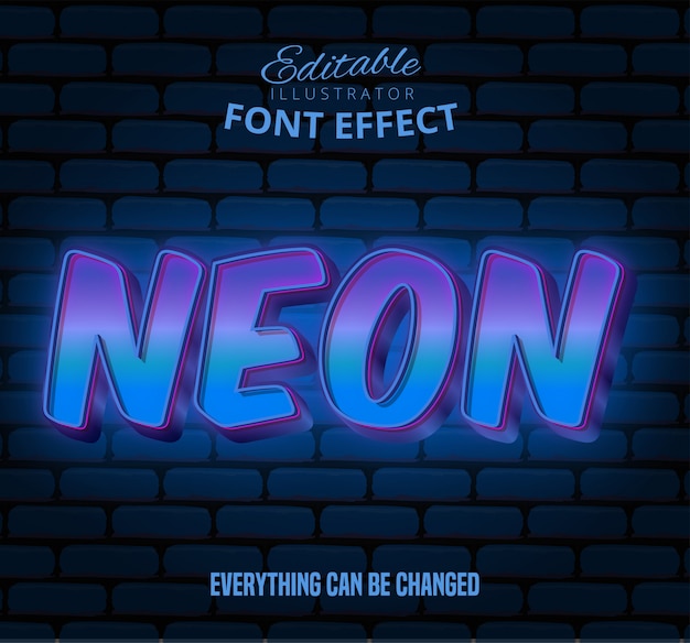 3d Niebieski Styl Tekstu Efekt Neon